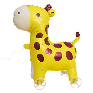 Ballon marcheur en forme d'<span class=keywords><strong>animal</strong></span> de dessin animé avec roue pour la décoration de fêtes d'anniversaire et de rassemblements pour enfants, en <span class=keywords><strong>film</strong></span> d'aluminium - Product Image 1