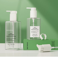 Flacon carré transparent + bouchon à vis blanc en PET de 100 ml et 200 ml pour crème pour le visage, lotion, gel douche, savon liquide, shampoing