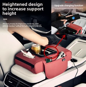NUOVO Cuscino <span class=keywords><strong>Bracciolo</strong></span> <span class=keywords><strong>Auto</strong></span> Multifunzionale in Pelle con Ricarica USB-C, Nero, Scatola Portaoggetti <span class=keywords><strong>Universale</strong></span> per Console <span class=keywords><strong>Auto</strong></span> - Product Image 4