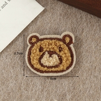 Patchs personnalisables en chenille brodée tête d'ours adorable, thermocollants, à coudre ou à coller, pour chapeaux et vêtements