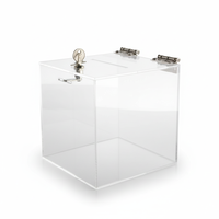 Boîte à dons en acrylique avec serrure et fente, boîte à suggestions transparente en acrylique, boîte de collecte d'argent sécurisée en acrylique pour événements de collectes de fonds