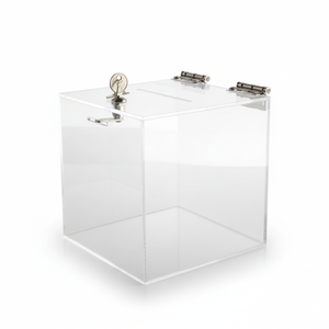 Boîte à dons en acrylique avec serrure et fente, boîte à suggestions transparente en acrylique, boîte de collecte d'argent sécurisée en acrylique pour événements de collectes de fonds - Product Image 1