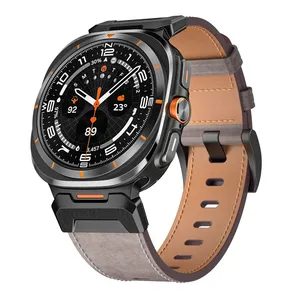 สายนาฬิกาหนังหรูหราขายส่งสำหรับ Samsung Galaxy Watch 7/8 Ultra 47 มม. พร้อมหัวเข็มขัดสแตนเลส - Product Image 5