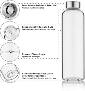 Bouteille d'eau en verre 550ml <span class=keywords><strong>sans</strong></span> BPA, contenant en verre Borosilicate, écologique, pour l'école, le bureau, les voyages, le sport, à domicile, pour l'école - Product Image 6