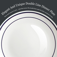 Platos azules y blancos al por mayor, platos de porcelana china para bodas 2026, platos blancos con ribete azul.
