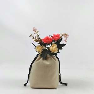 Bolsa con cordón con logotipo impreso personalizado Bolsa de almacenamiento con cordón pequeño Bolsa de regalo con cordón de lona natural - Product Image 6