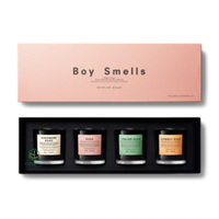 Ensemble cadeau de 4 bougies parfumées personnalisées de luxe, bon marché et uniques, dans des boîtes rigides recyclables avec emballage en feuille d'or
