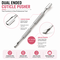 Pousse-cuticules double extrémité en acier inoxydable avec logo personnalisé, grattoir nettoyeur d'ongles, outil de manucure et pédicure pour salon, vente en gros