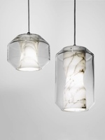 Lustre LED en albâtre naturel espagnol, petit, moderne, simple, de luxe, pour salon, chevet, club, salle d'exposition, vitrine