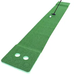 Alfombra de entrenamiento de Golf de doble cara, práctica interior, diseño de inclinación suave, Putter, 3,5 m, 12 agujeros, Verde