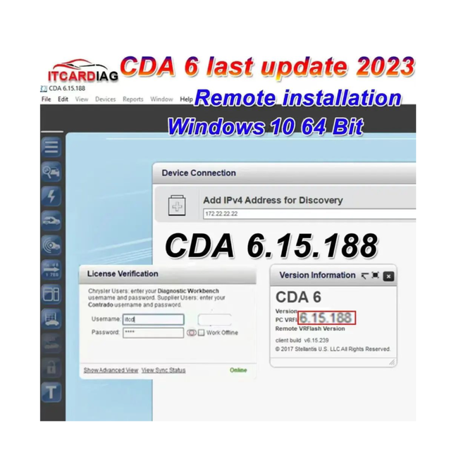 For DODGE/CHRYSLER /JEEP CDA 6.15.188 Engineering Software Work With MicroPod 2 Micropod2 Scanner CDA6 CDA Software