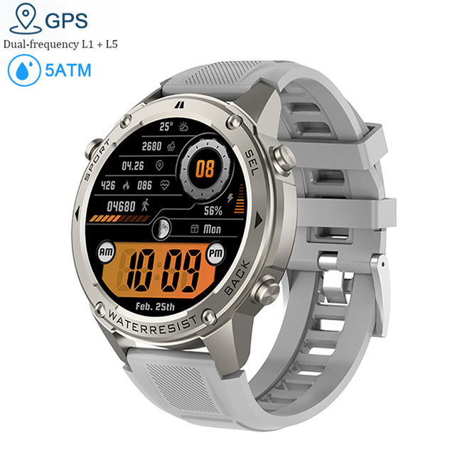 DM56 L1+L5 Dual Frequency GPS and 5ATM Waterproof Android Smart Watch Relojes Montre Intelligente Smartwatch Hombre 2025 For Men