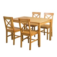 Easy — ensemble de 4 chaises et Tables de cuisine, en bois massif de pin, couleur marron, finition directe d'usine