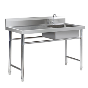 Évier simple en acier inoxydable <span class=keywords><strong>de</strong></span> style fonctionnel avec planche gauche pour cuisine, restaurant, hôtel, personnalisation client - Product Image 4