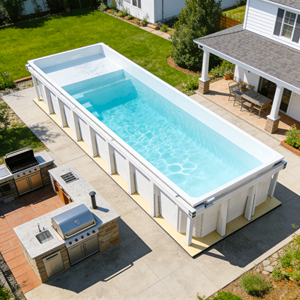 สระว่ายน้ำกลางแจ้งแบบปรับแต่งได้พร้อมอ่างจากุซซี่สำหรับเด็ก สระว่ายน้ำไฟเบอร์กลาสแบบโมเสกพร้อมอุปกรณ์เสริม - Product Image 1