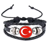 Vente en gros Nouveau design de haute qualité Fans de football réglable Haïti Pays Drapeau Bracelets en cuir Logo pour hommes ou femmes