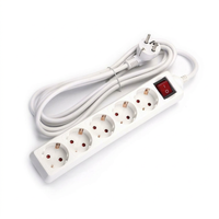 Moderne Sichere Kunststoff 5-Wege-Steckdosenleiste 1,5M mit Schalter für den Hausgebrauch AC 220V 50Hz H05VV-F 3G1,0mm Modell 177188