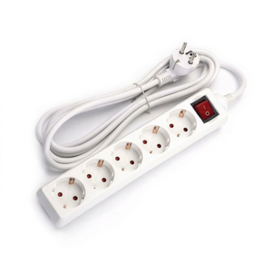 Multipresa Moderna Sicura a 5 Vie 1.5M con Interruttore per Uso Domestico H05VV-F 3G1.0mm - Product Image 1