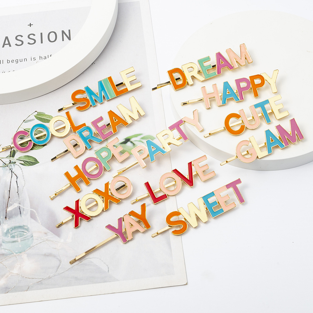 Детские милые аксессуары для волос новые эмалевые заколки для волос с буквами горячая Распродажа милых цветов заколки для волос для девочек Подарки заколки для волос