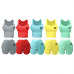 Conjunto de 2 Piezas para Mujer, Top sin Mangas y Pantalones Cortos, Color Sólido, Tejido de Spandex y Nailon, Transpirable, Deportivo, Cuello Redondo, Por Encima de la Rodilla, Corte Regular - Product Image 3