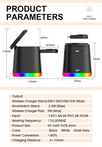 Cargador Inalámbrico Magnético Rápido 3 en 1 Blanco y Negro <span class=keywords><strong>con</strong></span> Función FOD para <span class=keywords><strong>Android</strong></span> y Estación de Carga - Product Image 3