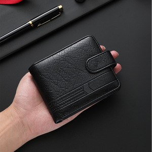 กระเป๋าสตางค์สั้นผู้ชาย หนัง PU วินเทจ แบบพับสองตอน มีช่องใส่เหรียญแบบซิป ช่องใส่บัตรหลายช่อง ใส่บัตรเครดิตสำหรับธุรกิจ - Product Image 1