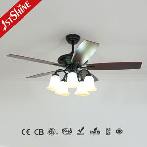 พัดลมเพดาน1stshine สไตล์วินเทจใบมีด5ใบสวิตช์รีโมทคอนโทรลไม้อัดพัดลมเพดานมีไฟและรีโมท - Product Image 2