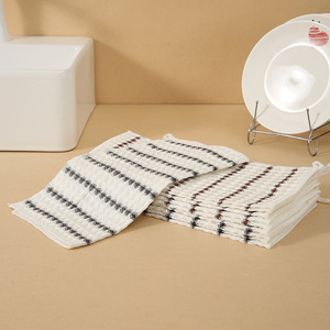 Cross Border Color Blocked Striped <b>Edge</b> Sealed Small <b>Square</b> Towel Kitchen Household Non Stick Microfiber Cleaning Cloth - Product Image 2