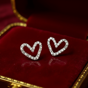 E3191 Orecchini con diamanti taglio cuore in oro bianco, gioielli romantici da donna per matrimonio, gioielli con diamanti naturali, gioielleria raffinata - Product Image 2