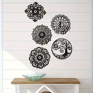 Mauvais œil en bois mur Art décor arbre de vie paon creux noir tenture murale rustique ferme ronde Boho décoration de la maison - Product Image 6