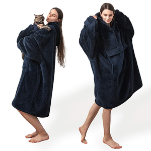 Áo khoác hoodie chăn mềm mại 100% polyester dành cho người lớn, kiểu dáng rộng, chất liệu lông cừu Sherpa, bán buôn - Product Image 2