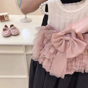 Tongxingyuan Girls Summer Tutu Skirt Pants Set Mesh Cake Skirt Vest Shorts A-Line Solid Color Cotton Outfit - Product Image 4