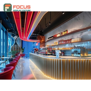 Minimal Coffee Display Cabinet Matte Wood Finish Syrup Bottle Display Area Storefront Coffee Cabinet - Product Image 4