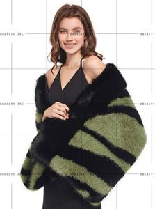Châle de luxe rayé en fausse fourrure de renard pour femme, élégant manteau cape chaud d'hiver, écharpe respirante et écologique MASDB 140cm - Product Image 6