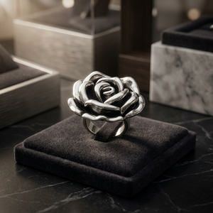 Women's Romantic <b>Open</b> Bloom Rose <b>Ring</b> by 925 Silver Vault - Product Image 2