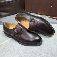Nouvelles Chaussures Habillées pour Hommes 2026 à Boucle Monk, Semelle Épaisse, en Cuir Véritable, Semelle Rouge