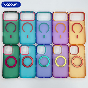 VAWI B510 2026 <span class=keywords><strong>Coque</strong></span> de téléphone antichoc de luxe au design populaire et coloré avec anneau métallique pour recharge sans fil à 360° pour <span class=keywords><strong>iPhone</strong></span> 18 Pro Max - Product Image 1
