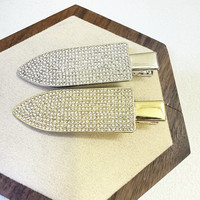 Pinces à cheveux élégantes avec lettres scintillantes, pinces bec de canard pour franges latérales, accessoires de luxe pour femmes, vente en gros, fabriqué en Chine