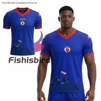 Maillot de football Haïti 2026WC – Nouveau T-shirt essentiel à col en V pour homme de la Fédération Haïtienne de Football (HAÏTISEATA) à manches courtes