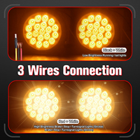 Feux arrière de remorque ronds à LED ambre de 4 pouces, 19 LED, feux de freinage, de stop et de clignotants avec œillets, étanches IP67, câbles à 3 broches