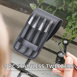 Juego de 4 Pinzas Profesionales para Cejas de Acero Inoxidable con Estuche, Logotipo Personalizado, Duraderas, Ecológicas, Ligeras, Puntiagudas y Antiestáticas - Product Image 2