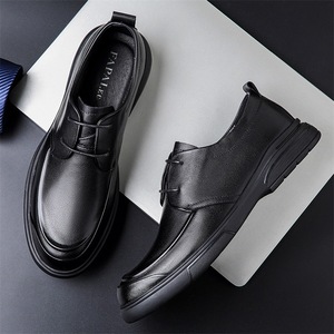 Chaussures habillées en cuir noir pour hommes, style Oxford formel, à lacets, pour le bureau et le travail, grandes tailles, type Derby - Product Image 3