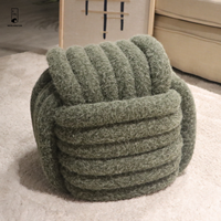 Vente en gros de meubles de chambre à coucher en polyester doux tissé en corde d'alpaga pour l'habillage de luxe repose-pieds pouf tabouret de canapé