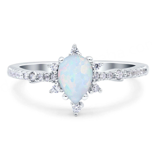 Anillo de Compromiso de Plata de Ley 925 con Ópalo Blanco Natural en Corte de Lágrima, Joyería Sencilla y Elegante, Regalo de Boda para Mujer - Product Image 1