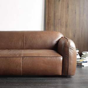 Sofá en Forma de U de Cuero, Relleno de Espuma, Tapizado en Cuero, Diseño Moderno Nórdico Minimalista, Muebles para Sala de Estar - Product Image 3