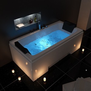 <span class=keywords><strong>Baignoire</strong></span> à remous moderne rectangulaire de 1,70 m autoportante en acrylique blanc écologique pour adultes, pour se baigner dans un appartement - Product Image 2