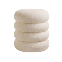 Pouf de rangement moderne en velours avec design rotatif, petit tabouret blanc pour salon et balcon
