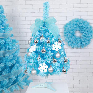 2022 Navidad gran oferta decoración rosa 60cm Mini árbol de Navidad azul 60cm decoración de escritorio DIY flocado árbol de Navidad - Product Image 4