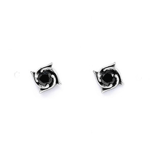 yunnique Stud <b>Earrings</b> Flower Shape Black Stone Claw Setting Titanium Steel Ear <b>Post</b> Gift Occasion - Product Image 5