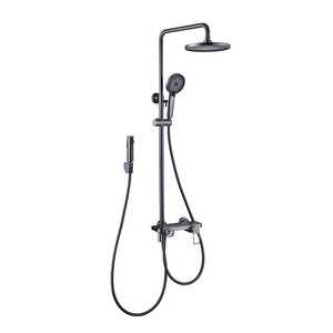 Juego de ducha gris bronce, cabezal de ducha tipo lluvia de cobre, 3.5-4.9 GPM, con válvula de cerámica, para baño - Product Image 4